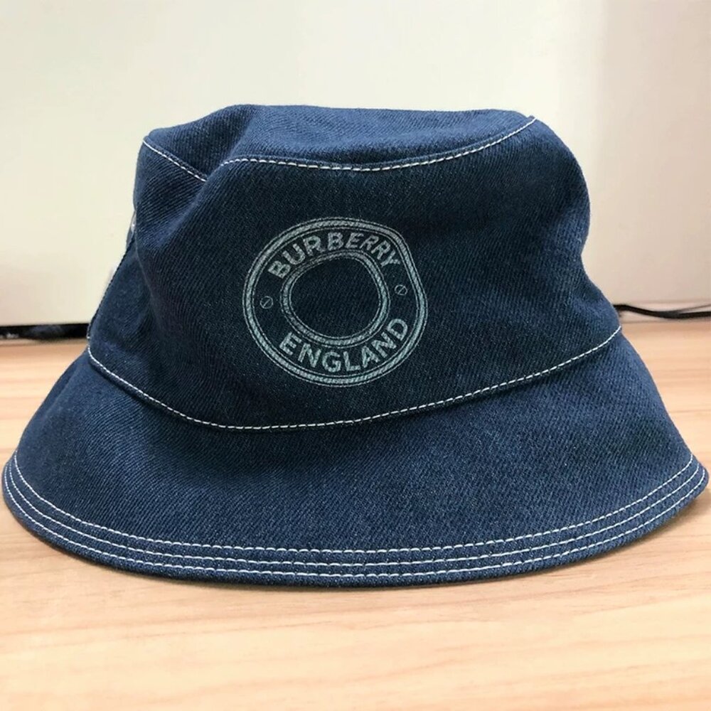 NWT  Authentic Burberry graphic logo denim bucket hat - Picture 3 of 4